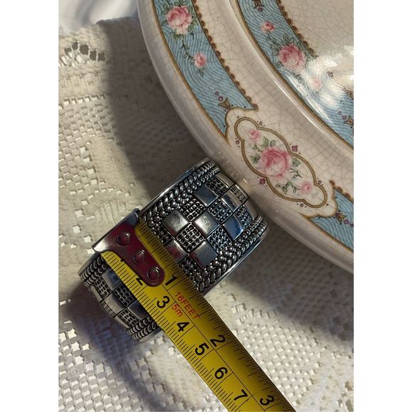 Vintage Silver Bangle Bracelet Cute Design 1990’s 🌸🌿 - Picture 11 of 15